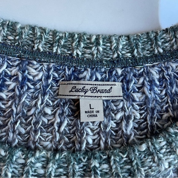 LUCKY BRAND | Blue Ombre Side Lace Up Sweater Women Large | Soft Pastel Coastal - Picture 3 of 8